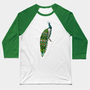 Ornate Peacock Baseball T-Shirt